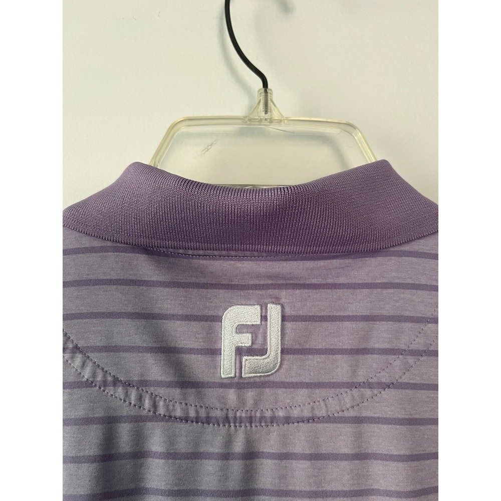 Footjoy Men's XL‎ Golf Polo Shirt Short Sleeve Lavender w/Purple Stripes Stretch - Picture 5 of 6